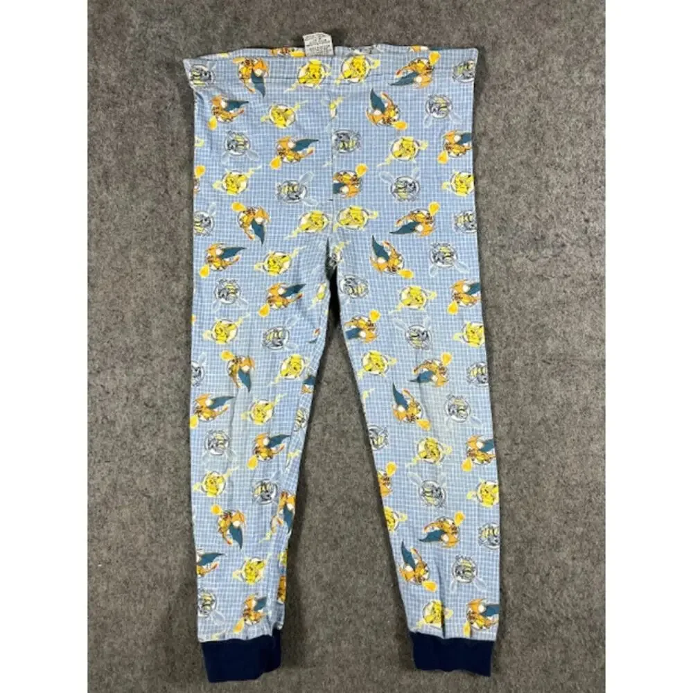 VTG 90s Pokemon Academy Pajama Set Boy Youth 10 Blue White Pikachu AOP Sleepwear